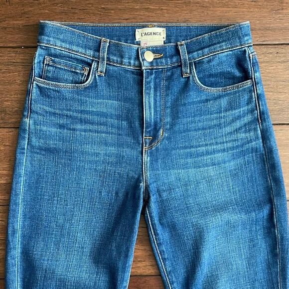 L'AGENCE Sada High Rise Crop Slim Jeans in York Destruct Size 25 - Picture 4 of 12